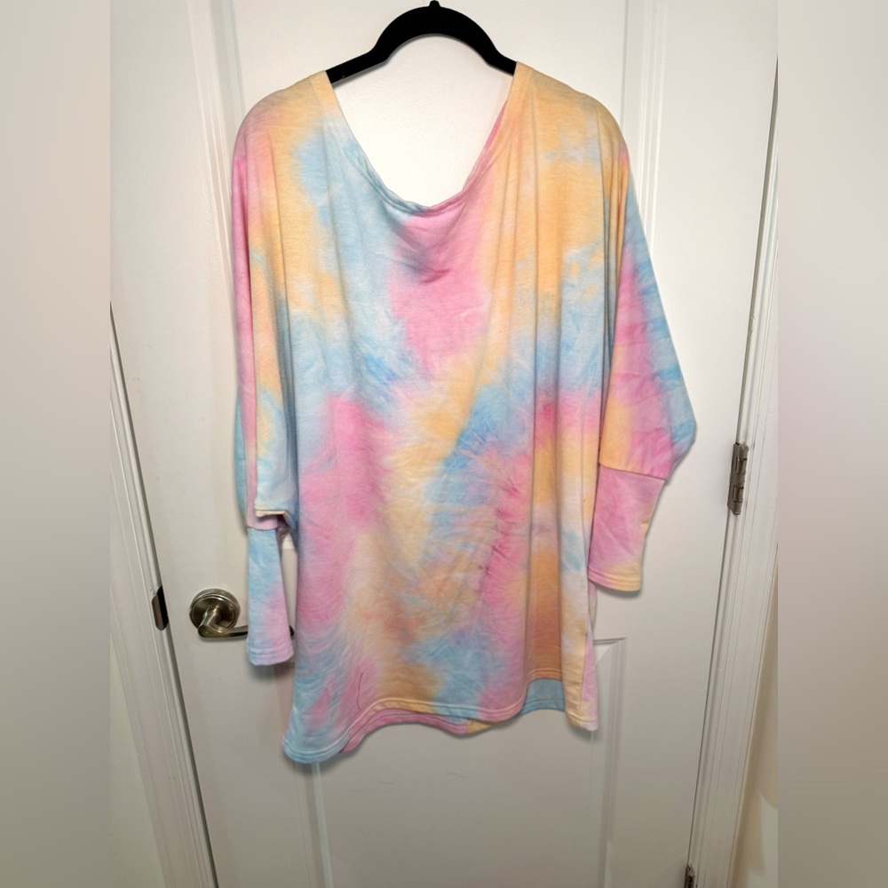 Pastel Tie-Dye Bat Wing Blouse 2XL